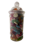 Fizzy and gummy mix sweets in a Victorian jar