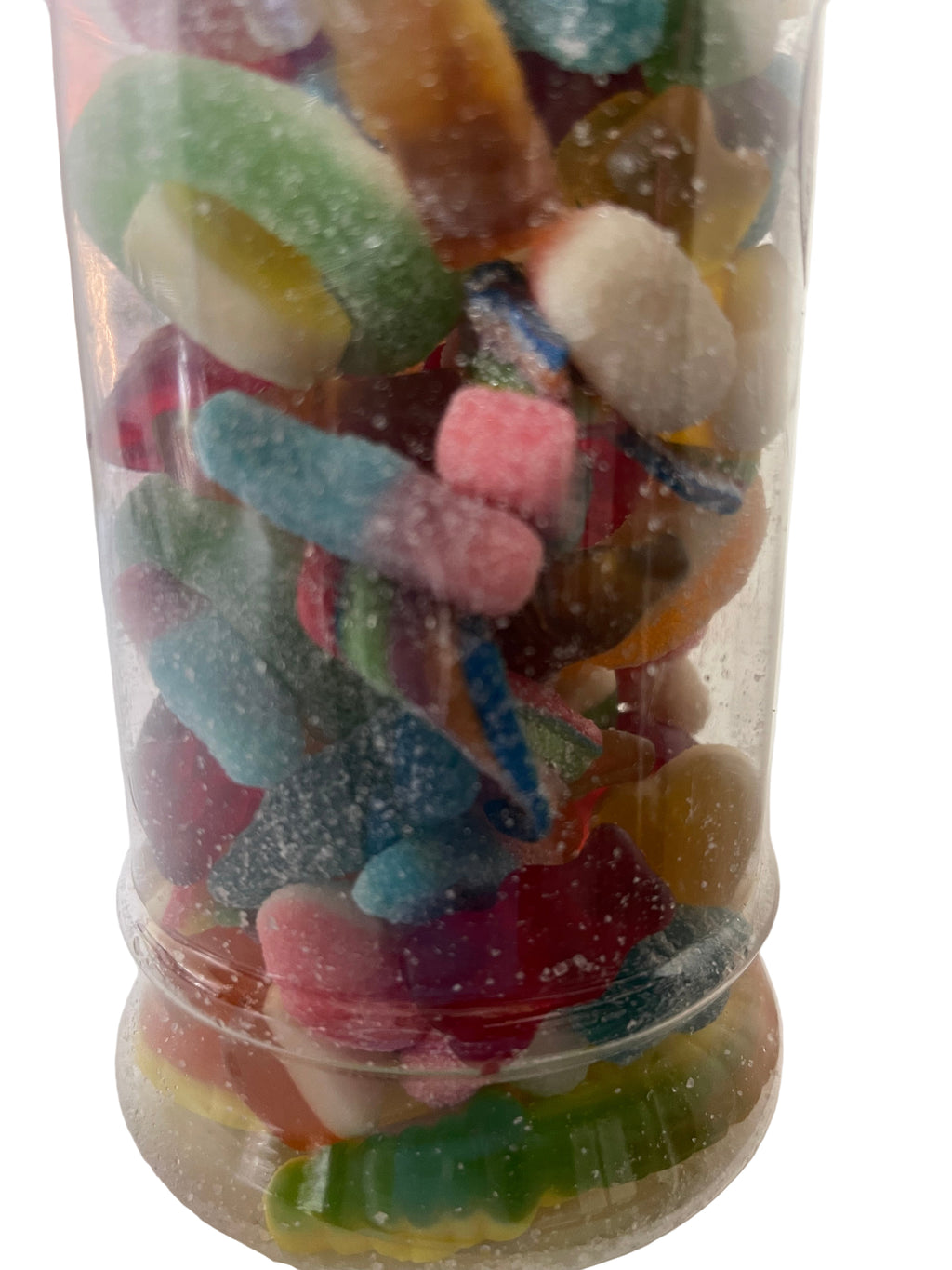 Fizzy and gummy mix sweets in a Victorian jar