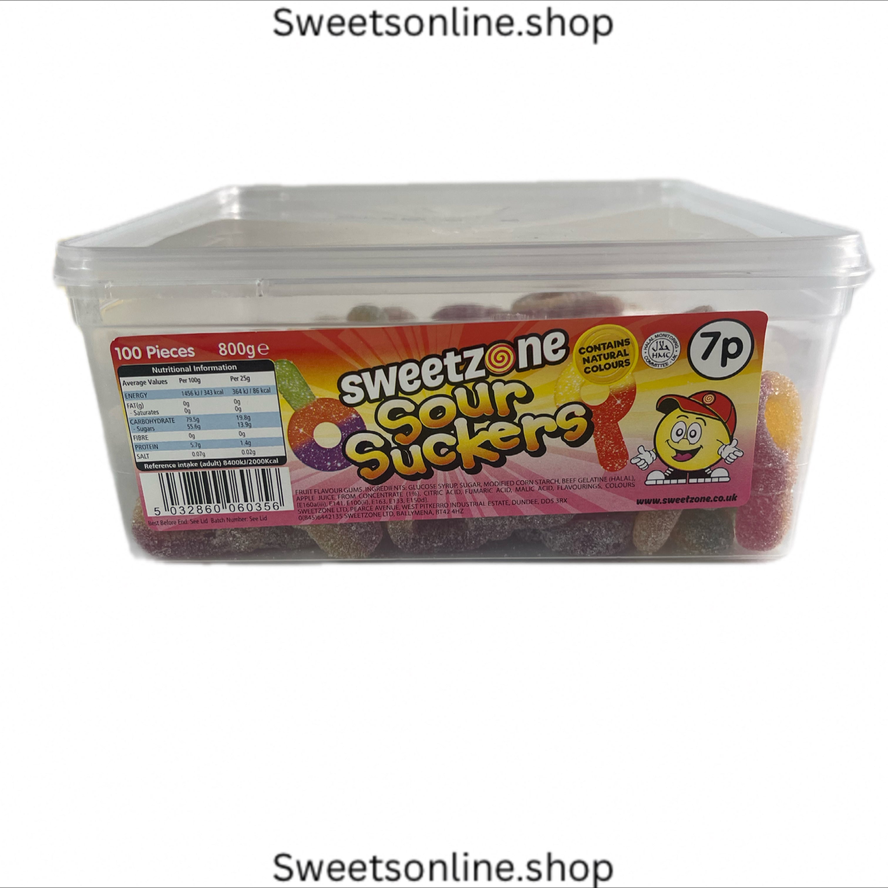 Sour suckers 800g tub