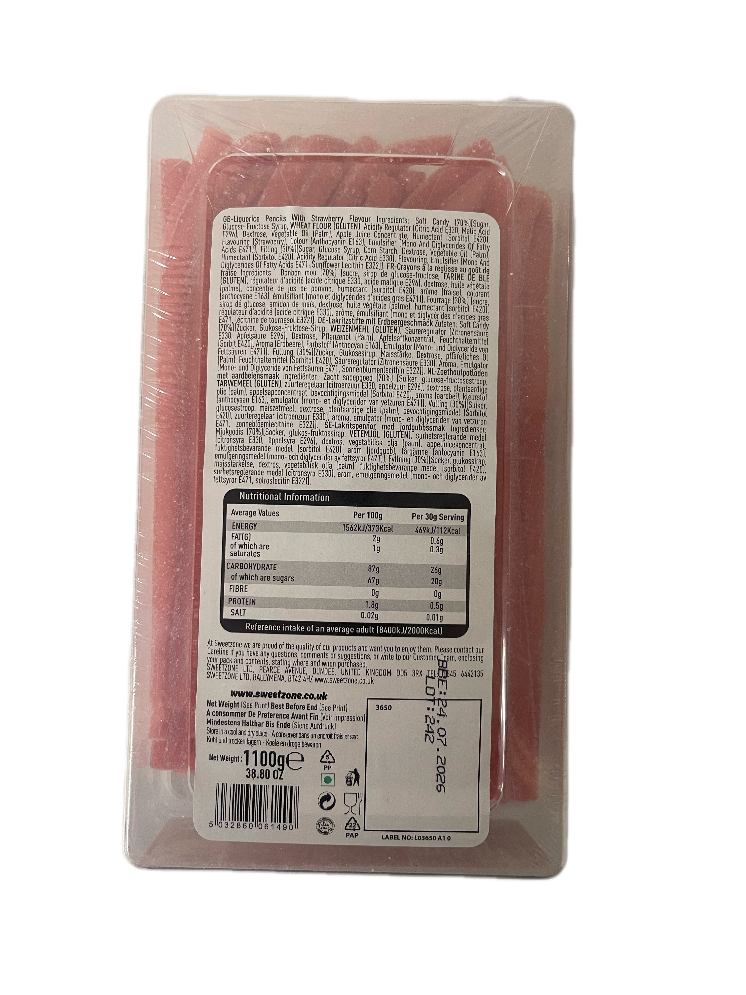 Fizzy strawberry pencils 100pcs